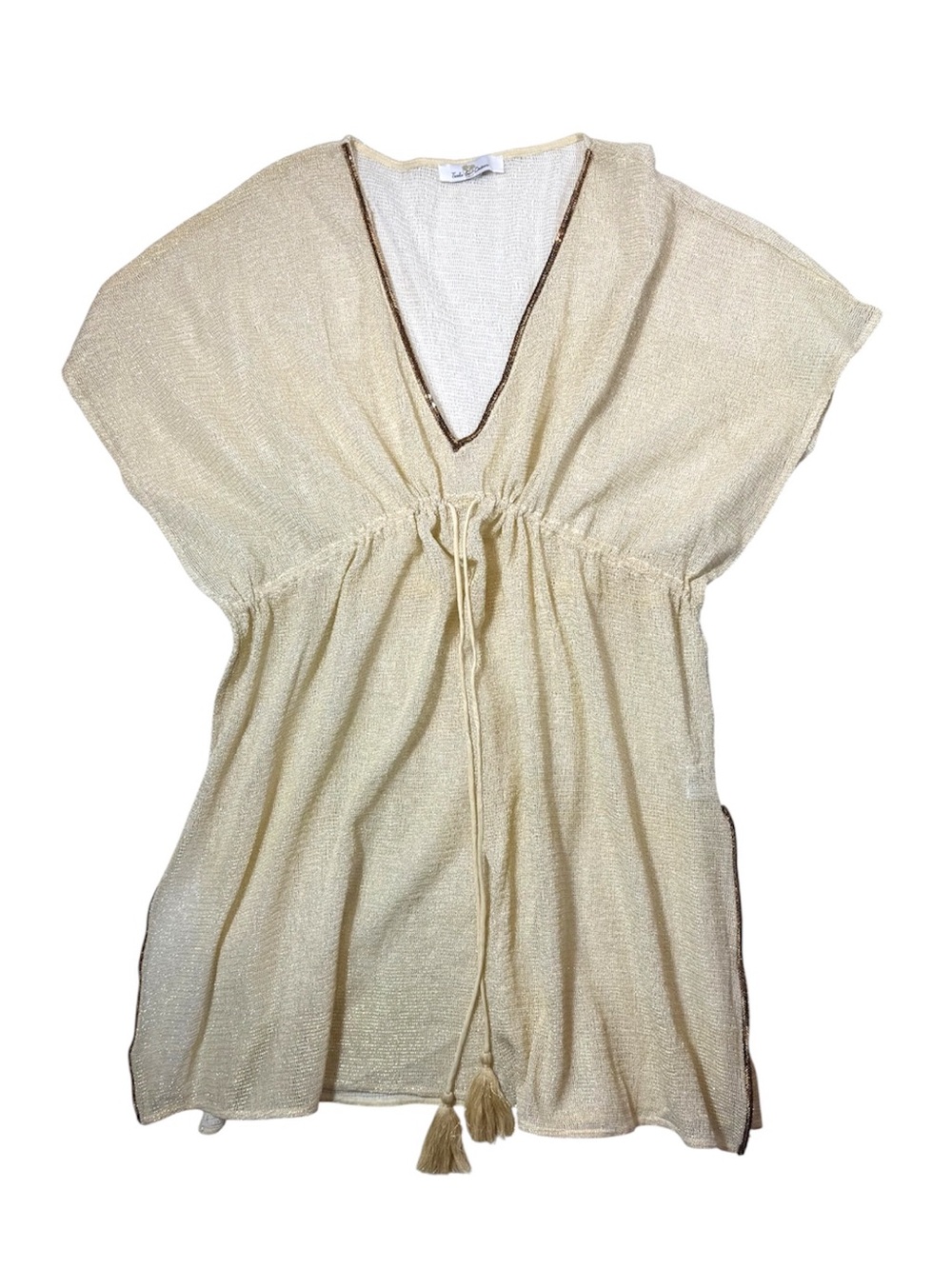 Turks & Caicos Gold Lurex Tassel Swim Cover Up Boho Beach One Size